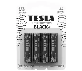 TESLA BLACK+ alkalická baterie AA 4 ks / LR06 / tužková / blister              