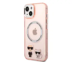 Karl Lagerfeld MagSafe Kompatibilní Kryt Karl and Choupette pro Apple iPhone 14 Plus růžová