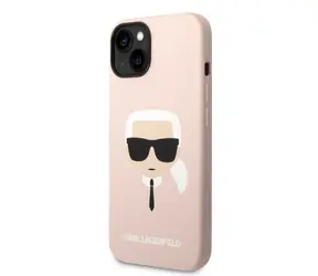 Karl Lagerfeld MagSafe Kompatibilní Kryt Liquid Silicone Karl Head pro Apple iPhone 14 Plus růžová / doprodej
