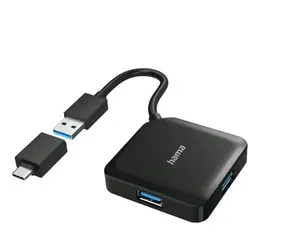 Hama 200116 USB Hub 3.2 Gen 1 černá / 4 porty / USB-C adaptér  