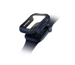 Uniq Torres antimikrobiální ochranné pouzdro s 9H tvrzeným sklem pro Apple Watch 44mm - NAUTICAL BLUE (modrá)