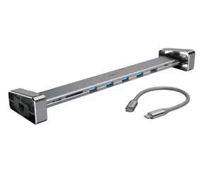Hama 200103 Connect2Office Basic šedá / USB-C dokovací stanice / HDMI / RJ45 / MicroSD/HC/XC / USB-C / 4xUSB-A