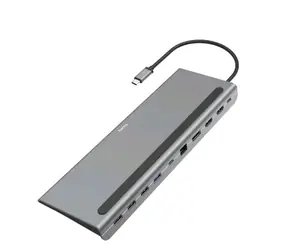Hama 200100 Connect2Office šedá / USB-C dokovací stanice / DP / RJ45 / MicroSD/HC/XC / USB-C / 4xUSB-A