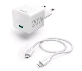 Hama 201620 rychlá USB-C nabíječka 1m bílá / PD / 20W / kabel USB-C na Lightning 