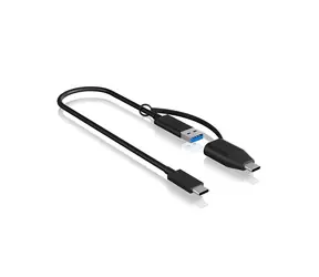 Icy Box IB-CB033 černá / USB 3.2 C kabel na USB-C/USB-A 0.35m černá 