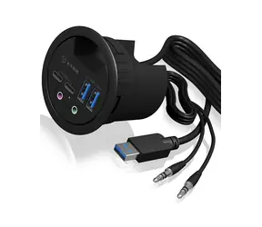 Icy Box IB-HUB1403B černá / USB rozbočovač / 2x USB 3.0 A / 2x USB 3.0 C / 2x 3.5mm jack 