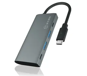 Icy Box IB-HUB1428-C31 šedá / USB-C rozbočovač / 2x USB 3.0 A / 2x USB 3.0 C