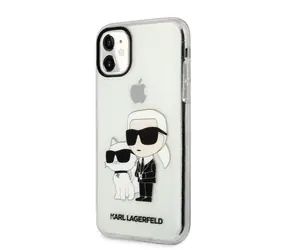 Karl Lagerfeld IML Glitter Karl and Choupette NFT Zadní Kryt pro Apple iPhone 11 transparentní