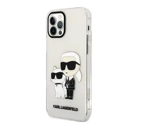 Karl Lagerfeld IML Glitter Karl and Choupette NFT Zadní Kryt pro Apple iPhone 12/12 Pro transparentní