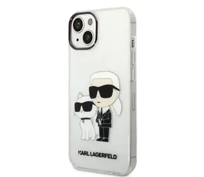Karl Lagerfeld IML Glitter Karl and Choupette NFT Zadní Kryt pro Apple iPhone 14 Plus transparentní