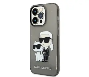 Karl Lagerfeld IML Glitter Karl and Choupette NFT Zadní Kryt pro Apple iPhone 14 Pro černá