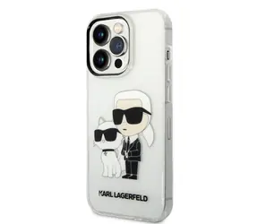 Karl Lagerfeld IML Glitter Karl and Choupette NFT Zadní Kryt pro Apple iPhone 14 Pro transparentní