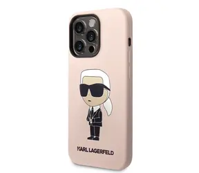 Karl Lagerfeld Liquid Silicone Ikonik NFT Zadní Kryt pro Apple iPhone 14 Pro Max růžová