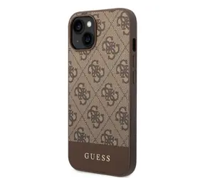 GUESS 4G Stripe Zadní Kryt pro Apple iPhone 14 hnědá
