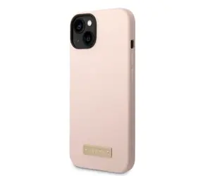 GUESS Silicone Metal Logo MagSafe Kompatibilní Zadní Kryt pro Apple iPhone 14 růžová