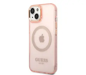 GUESS Translucent MagSafe Kompatibilní Zadní Kryt pro Apple iPhone 14 růžová