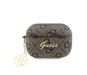 GUESS 4G Script Heart PC/PU Pouzdro pro Apple Airpods Pro 2 hnědá