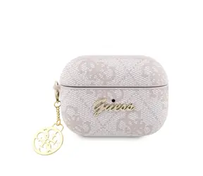 GUESS 4G Script Heart PC/PU Pouzdro pro Apple Airpods Pro 2 růžová