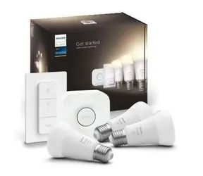 Philips Hue White žárovka LED E27 A60 9.5W 3ks + bridge /  1100lm / 2700K / IP20 / ovladač