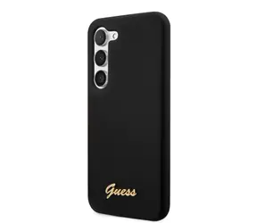 GUESS Liquid Silicone Metal Logo Zadní Kryt pro Samsung Galaxy S23 černá