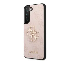 GUESS PU 4G Metal Logo Zadní Kryt pro Samsung Galaxy S23 růžová