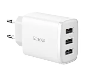 Baseus CCXJ020102 Compact Nabíječka do sítě 3xUSB 17W bílá