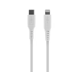 FIXED Krátký nabíjecí a datový Liquid silicone kabel s konektory USB-C/Lightning a podporou PD 0.5m bílá / MFI