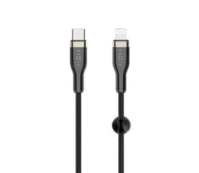 FIXED Krátký nabíjecí a datový opletený kabel s konektory USB-C/Lightning a podporou PD 0.5m černá / MFI 