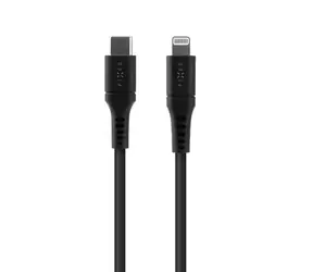 FIXED Liquid silicone Nabíjecí a datový kabel s konektory USB-C/Lightning a podporou PD 1.2m černá / MFI 