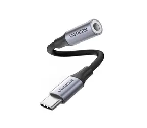 Ugreen adaptér USB-C - jack (M/F) černá / 10 cm / opletený kabel