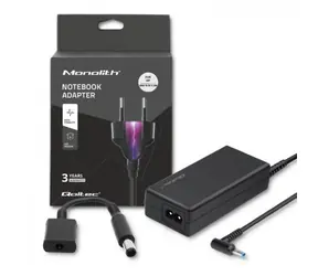 Qoltec 51728 Napajecí adaptér pro notebooky HP 65W 1.30m / 4.5x3.0+pin / adaptér 4.5x3.0 (F) - 7.4x5.0 (M)