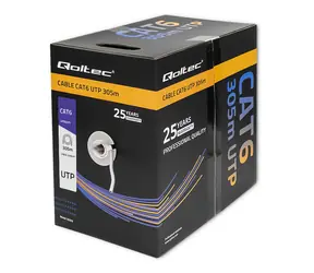 Qoltec 50359 UTP kabel 305m šedá / Cat6 / PVC