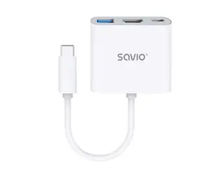 SAVIO AK-48 USB-C adaptér / USB-A 3.0 / HDMI / USB-C / PD
