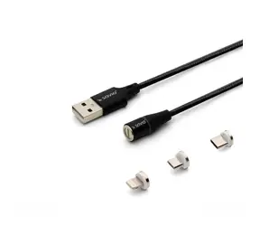 SAVIO CL-152 kabel s vyměnitelnými magnetickými konektory USB - USB-C & microUSB & Lightning 1m černá