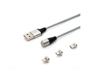 SAVIO CL-156 kabel s vyměnitelnými magnetickými konektory USB - USB-C & microUSB & Lightning  2m stříbrná