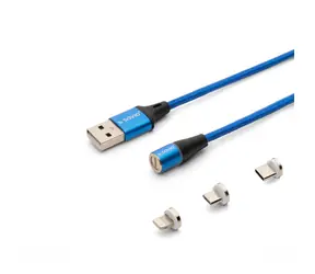 SAVIO CL-157 kabel s vyměnitelnými magnetickými konektory USB - USB-C & microUSB & Lightning  2m modrá