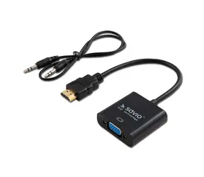 SAVIO HDMI - VGA& 3.5 mm jack adaptér M-F černá