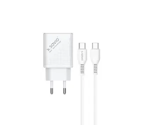 SAVIO LA-05 bílá / síťová nabíječka / QC3.0+PD / USB-A / USB-C / 1m kabel