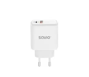 SAVIO LA-06 bílá / síťová nabíječka / QC3.0+PD / USB-A / USB-C 