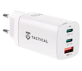 Tactical FlashBang GaN 65W bílá / nabíječka do sítě / 2x USB-C / USB / 3A