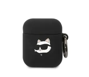 Karl Lagerfeld 3D Logo NFT Choupette Head Silikonové Pouzdro pro Apple Airpods 1/2 černá