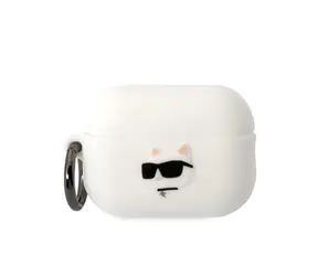 Karl Lagerfeld 3D Logo NFT Choupette Head Silikonové Pouzdro pro Apple Airpods Pro 2 bílá