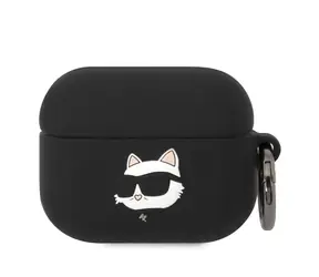 Karl Lagerfeld 3D Logo NFT Choupette Head Silikonové Pouzdro pro Apple Airpods Pro černá