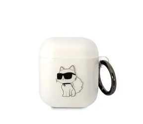Karl Lagerfeld 3D Logo NFT Choupette TPU Pouzdro pro Apple Airpods 1/2 bílá