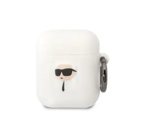 Karl Lagerfeld 3D Logo NFT Karl Head Silikonové Pouzdro pro Apple Airpods 1/2 bílá