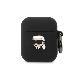 Karl Lagerfeld 3D Logo NFT Karl Head Silikonové Pouzdro pro Apple Airpods 1/2 černá