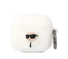 Karl Lagerfeld 3D Logo NFT Karl Head Silikonové Pouzdro pro Apple Airpods 3 bílá