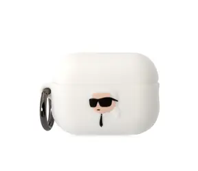 Karl Lagerfeld 3D Logo NFT Karl Head Silikonové Pouzdro pro Apple Airpods Pro 2 bílá