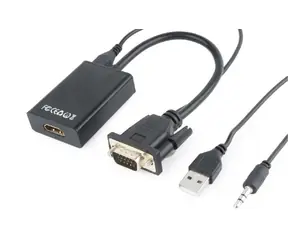 Gembird adaptér VGA (M) + 3.5 mm na HDMI (F) 0.15m