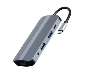 Gembird A-CM-COMBO8-02 / HUB 8V1 / HDMI / VGA / 3.5mm / USB-A / USB-C / čtečka karet